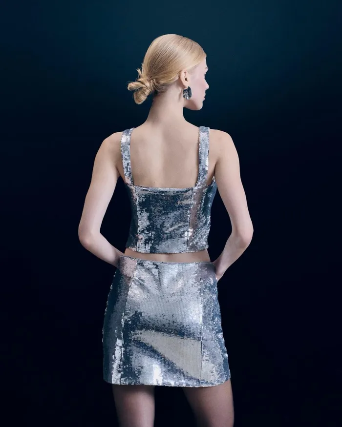 Women Skirts From Future Mini Sequins Skirt Silver