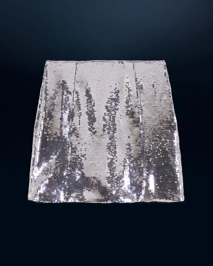 Women Skirts From Future Mini Sequins Skirt Silver