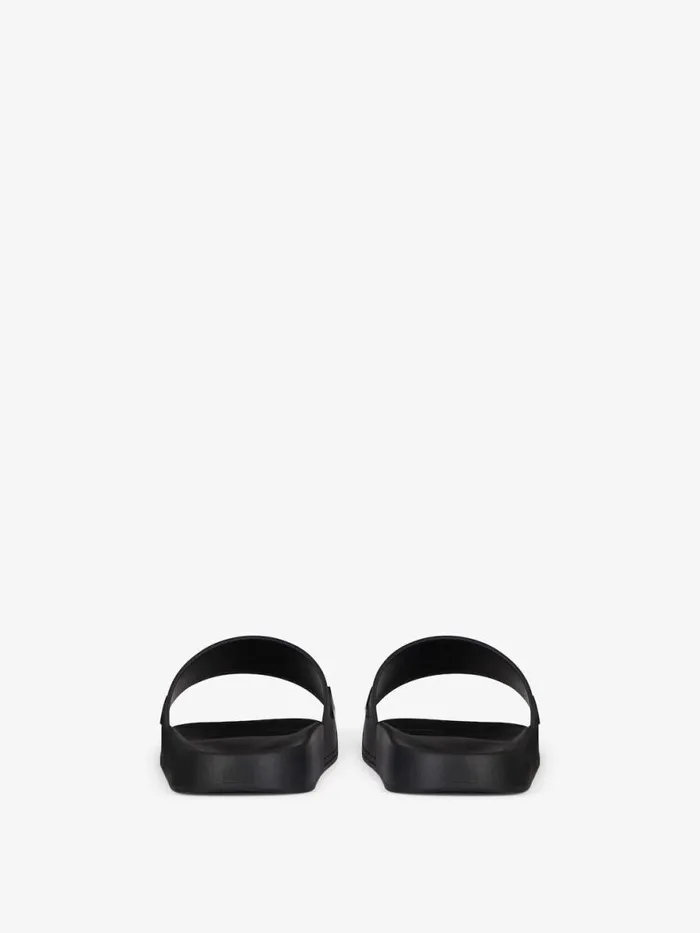 Women Slides and Sandals Givenchy Slide Flat Sandals In Rubber Black