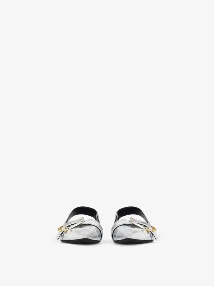 Women Slides and Sandals Givenchy Voyou Flat Slingbacks In Laminated Leather Silvery Women Slides and Sandals Givenchy Voyou Flat Slingbacks In Laminated Leather Silvery