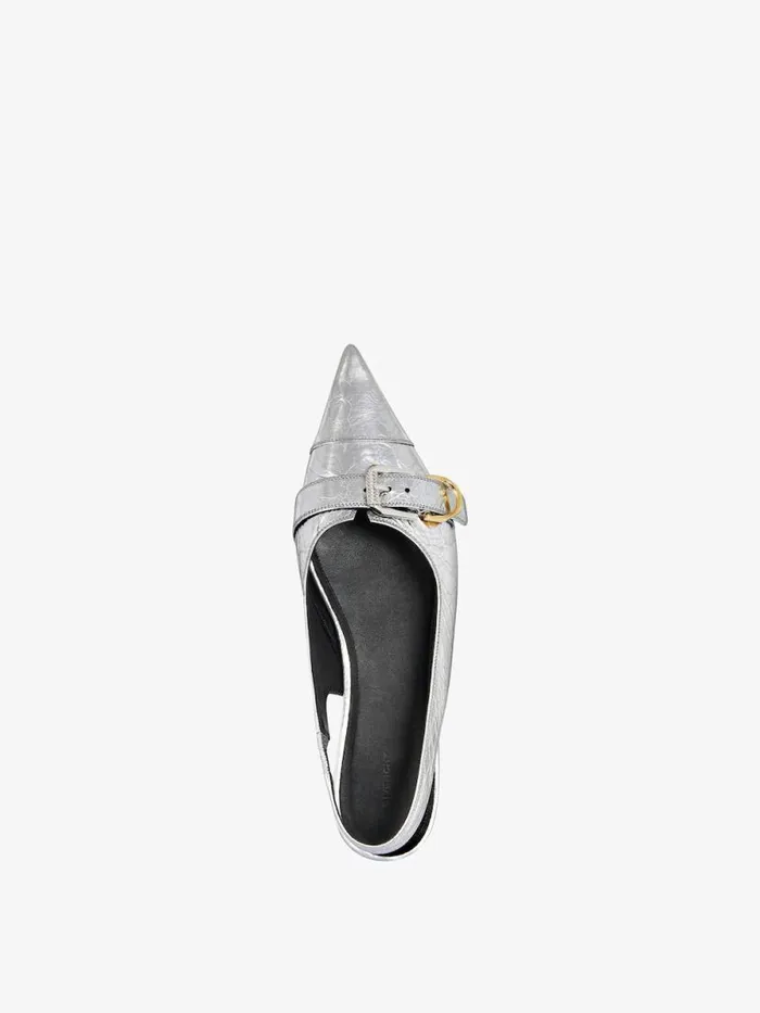 Women Slides and Sandals Givenchy Voyou Flat Slingbacks In Laminated Leather Silvery Women Slides and Sandals Givenchy Voyou Flat Slingbacks In Laminated Leather Silvery