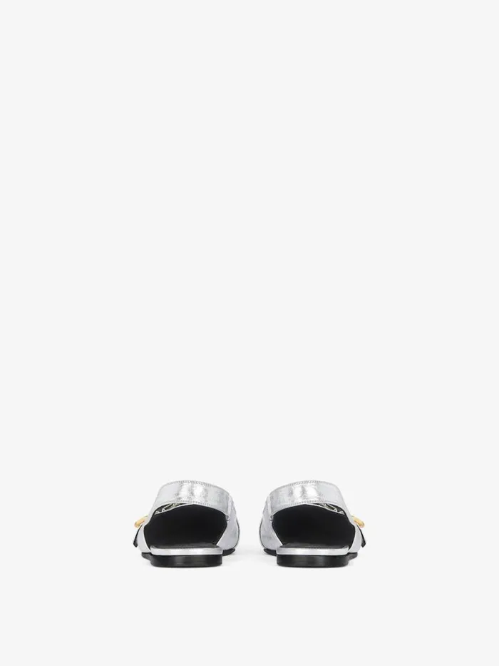 Women Slides and Sandals Givenchy Voyou Flat Slingbacks In Laminated Leather Silvery Women Slides and Sandals Givenchy Voyou Flat Slingbacks In Laminated Leather Silvery