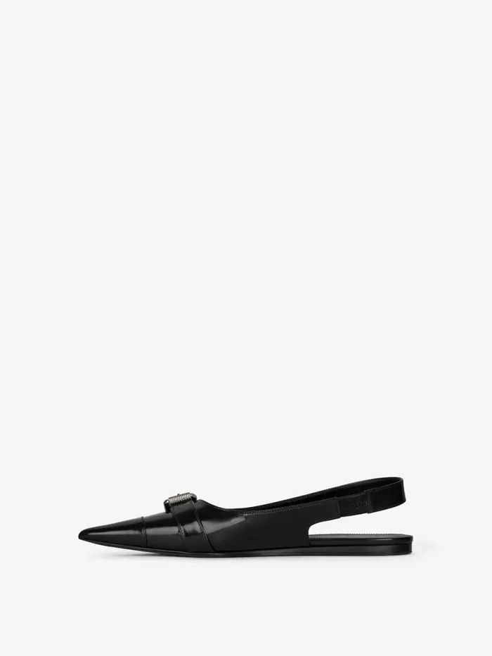 Women Slides and Sandals Givenchy Voyou Flat Slingbacks In Leather Black Women Slides and Sandals Givenchy Voyou Flat Slingbacks In Leather Black