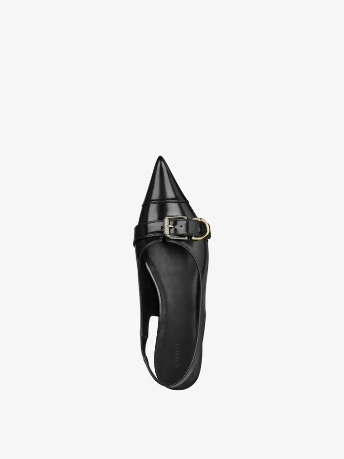 Women Slides and Sandals Givenchy Voyou Flat Slingbacks In Leather Black Women Slides and Sandals Givenchy Voyou Flat Slingbacks In Leather Black