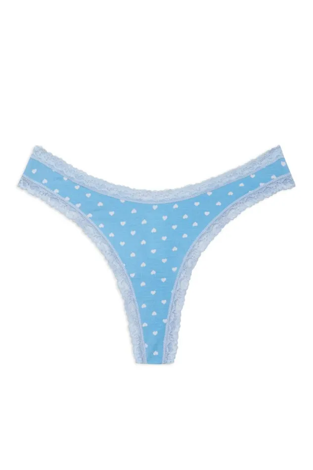 Women Soft Blue Ribbon 4 Pack Thong Box Soft Blue Ribbon LoveShackFancy Sleep and Intimates