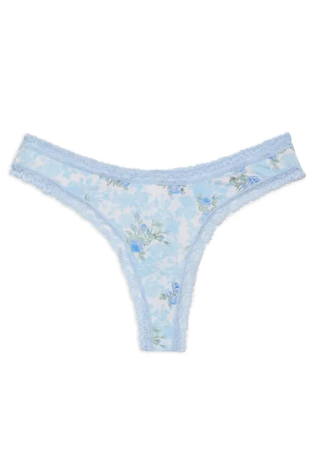 Women Soft Blue Ribbon 4 Pack Thong Box Soft Blue Ribbon LoveShackFancy Sleep and Intimates