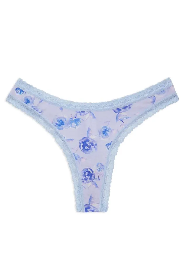 Women Soft Blue Ribbon 4 Pack Thong Box Soft Blue Ribbon LoveShackFancy Sleep and Intimates
