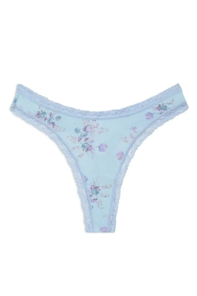 Women Soft Blue Ribbon 4 Pack Thong Box Soft Blue Ribbon LoveShackFancy Sleep and Intimates
