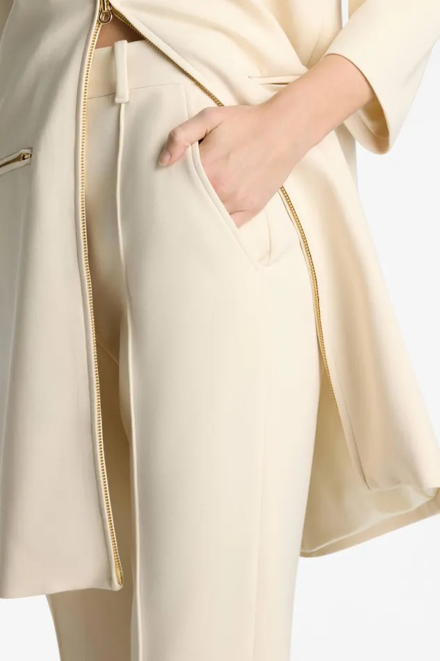 Women Stretch Crepe Zip Jacket Ecru St John Jackets and Coats Women Stretch Crepe Zip Jacket Ecru St John Jackets and Coats