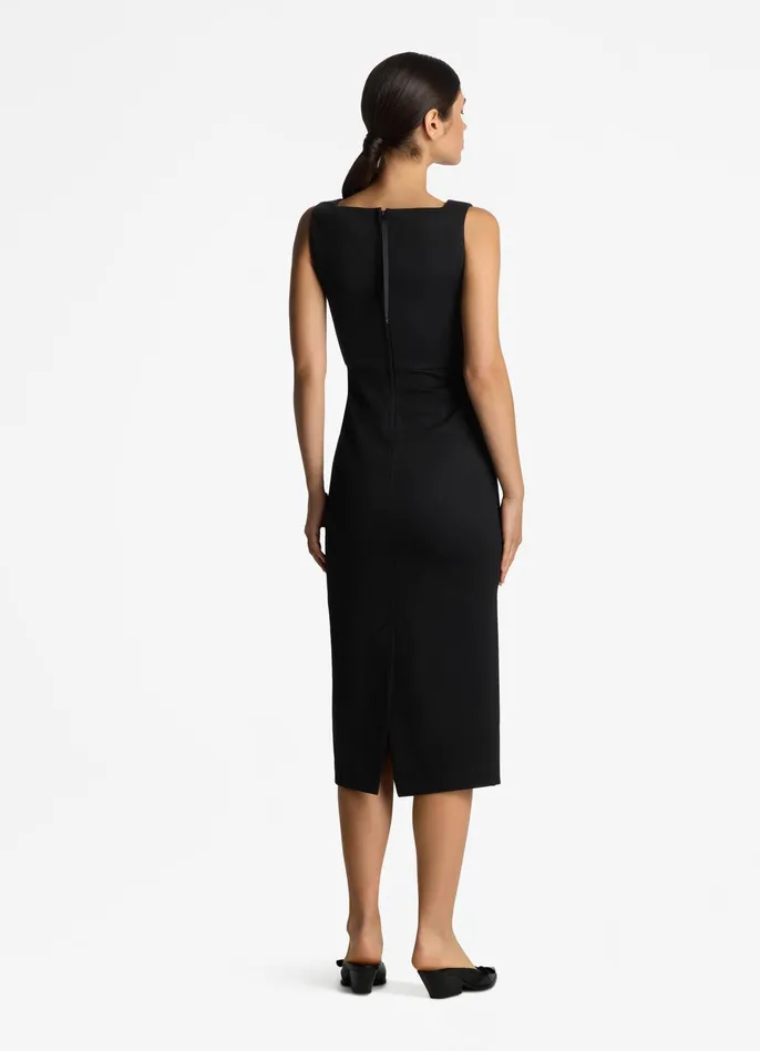 Women Stretch Square Neck Dress Black St John Dresses