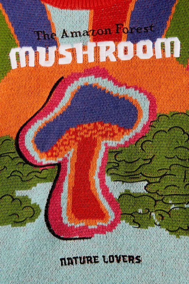 Women Sweaters and Sweatshirts Farm Rio Amazon Mushroom Embroidered Sweater