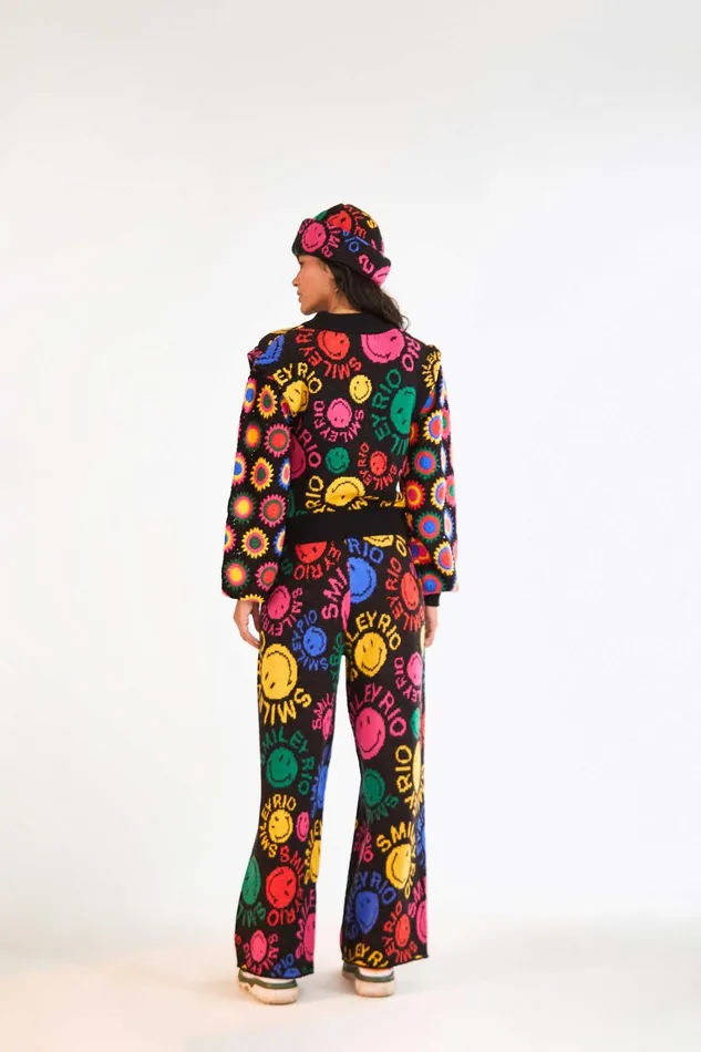 Women Sweaters and Sweatshirts Farm Rio Type Rainbow Smiley Rio Sweater
