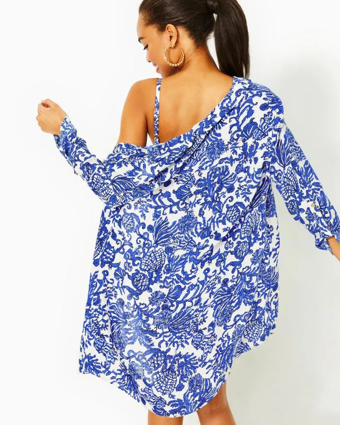 Women Swim Lilly Pulitzer Natalie Shirtdress CoverUp Deeper Coconut Ride With Me Women Swim Lilly Pulitzer Natalie Shirtdress CoverUp Deeper Coconut Ride With Me
