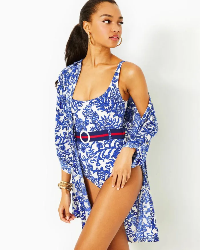 Women Swim Lilly Pulitzer Natalie Shirtdress CoverUp Deeper Coconut Ride With Me Women Swim Lilly Pulitzer Natalie Shirtdress CoverUp Deeper Coconut Ride With Me