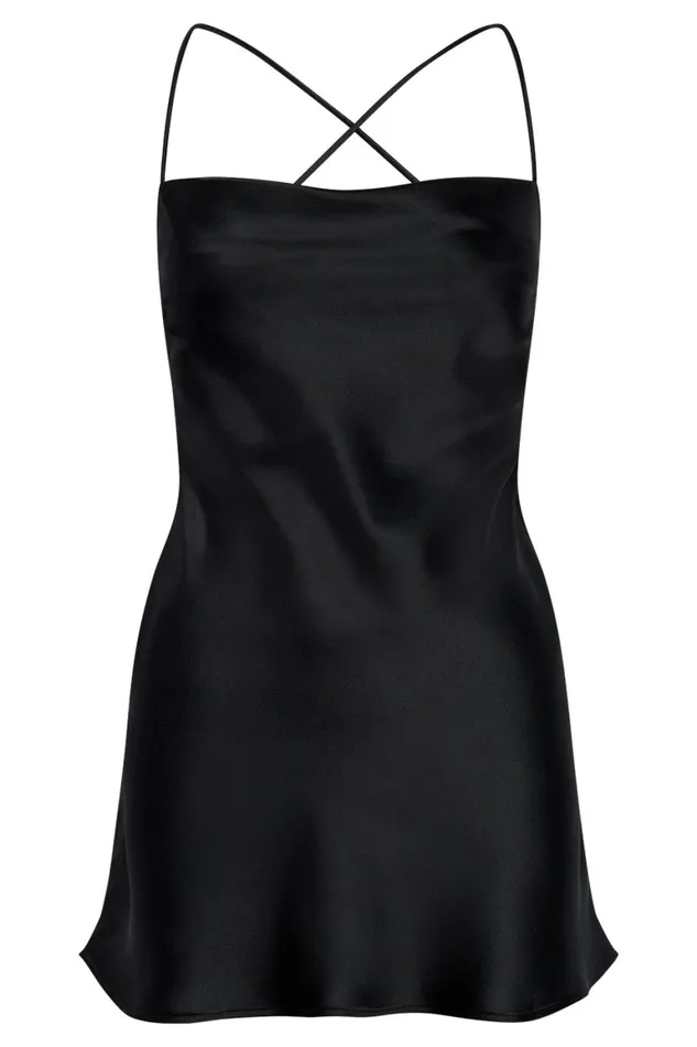 Women Sydney Mini Satin Dress 8211 Black Black Meshki Mini Dresses