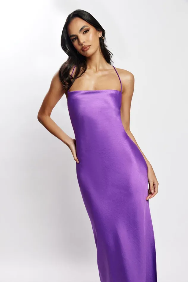 Women Sydney Straight Neck Slip Maxi Dress 8211 Purple Purple Meshki Bridesmaids