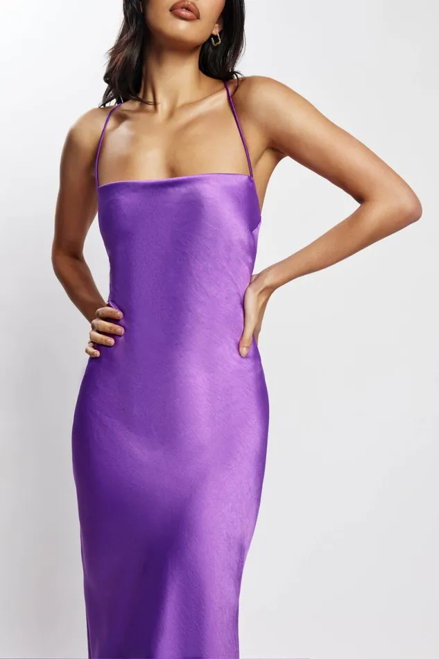 Women Sydney Straight Neck Slip Maxi Dress 8211 Purple Purple Meshki Bridesmaids