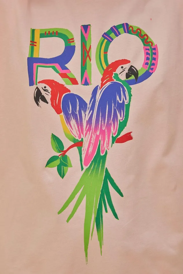 Women TShirts Farm Rio Pink Rio Shoulder Pad Organic Cotton TShirt