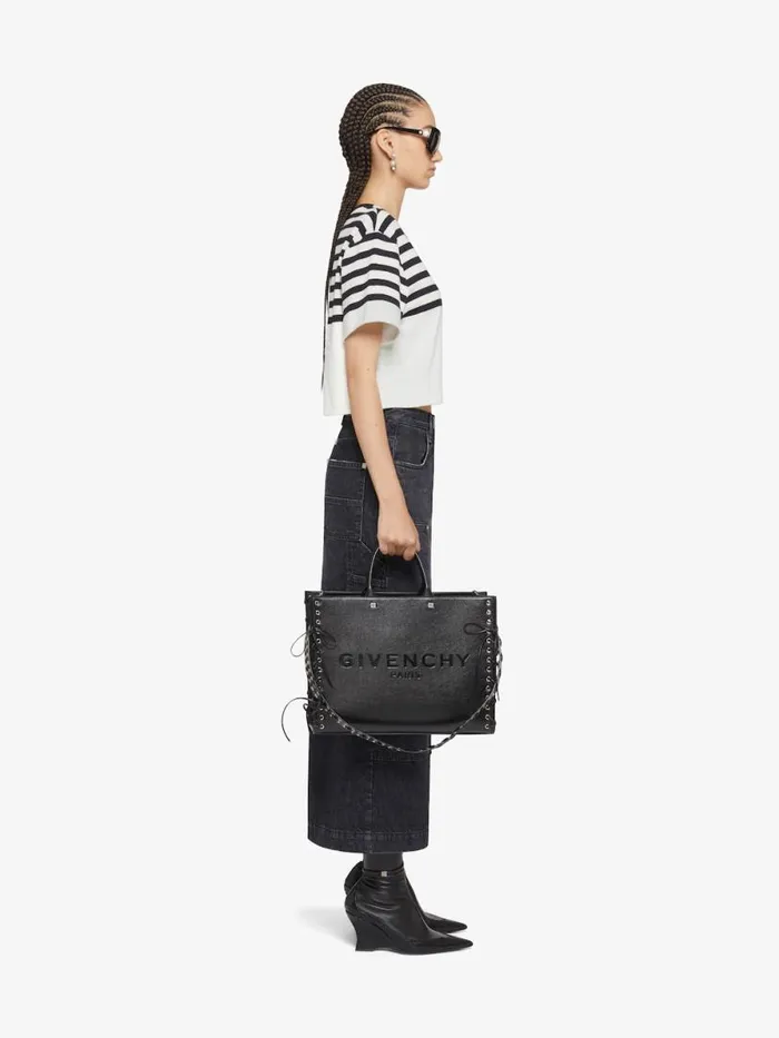 Women TShirts Givenchy 4G Striped Cropped Tshirt In Cotton Whiteblack