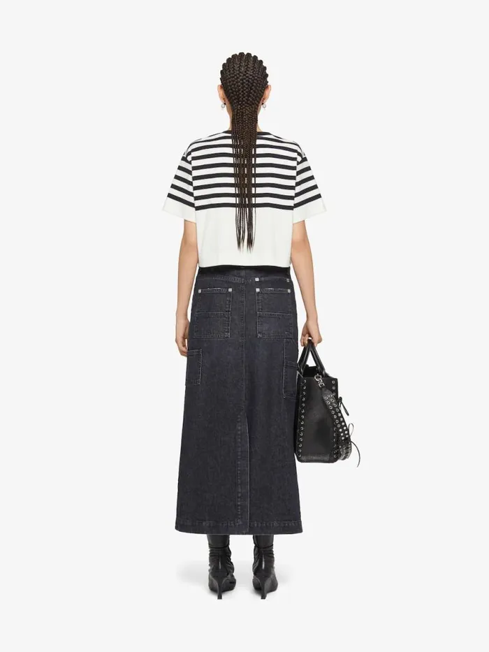 Women TShirts Givenchy 4G Striped Cropped Tshirt In Cotton Whiteblack