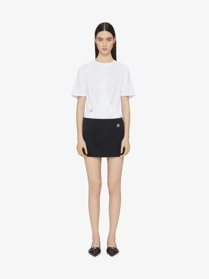 Women TShirts Givenchy Crossover Tshirt In Cotton With 4G Liquid Detail White