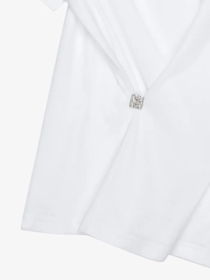 Women TShirts Givenchy Crossover Tshirt In Cotton With 4G Liquid Detail White