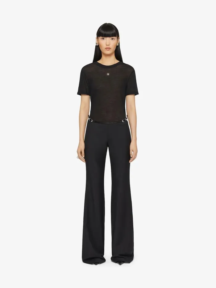 Women TShirts Givenchy Draped Tshirt In Transparent Jersey Black