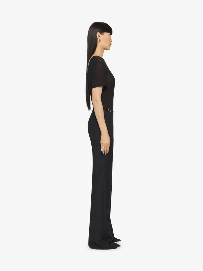 Women TShirts Givenchy Draped Tshirt In Transparent Jersey Black