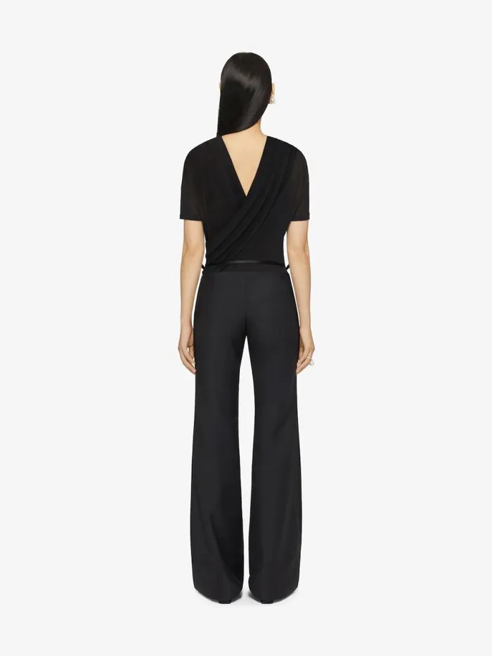 Women TShirts Givenchy Draped Tshirt In Transparent Jersey Black