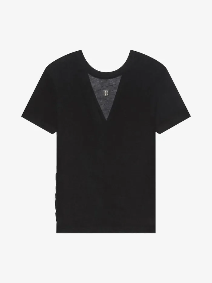 Women TShirts Givenchy Draped Tshirt In Transparent Jersey Black