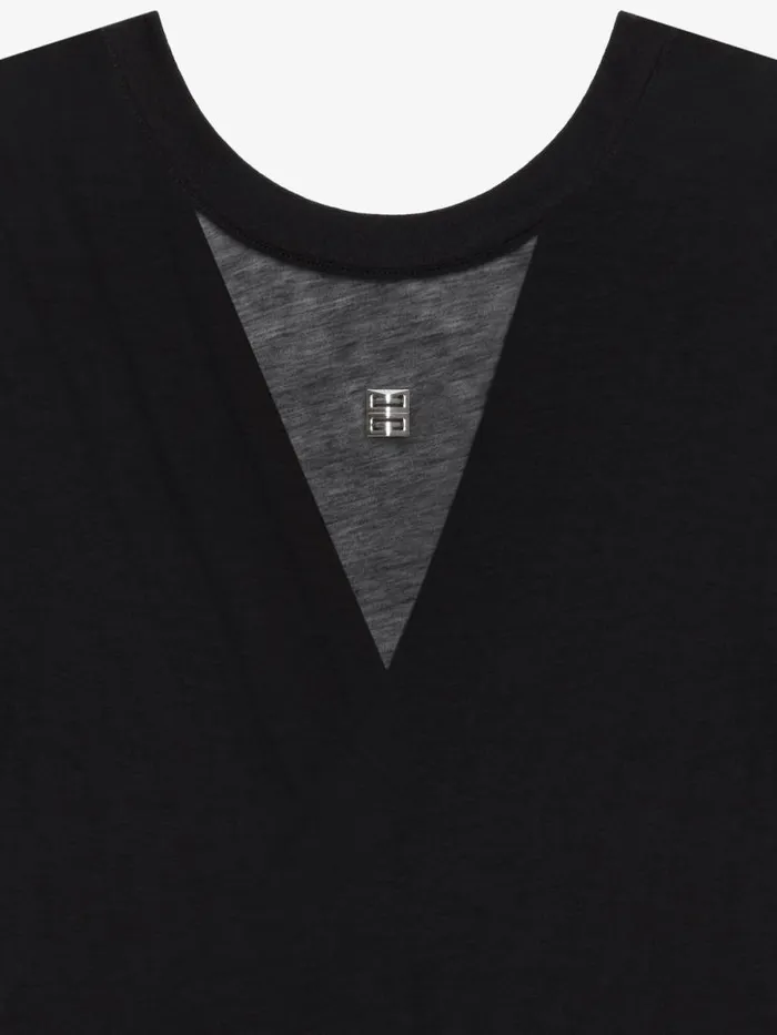 Women TShirts Givenchy Draped Tshirt In Transparent Jersey Black
