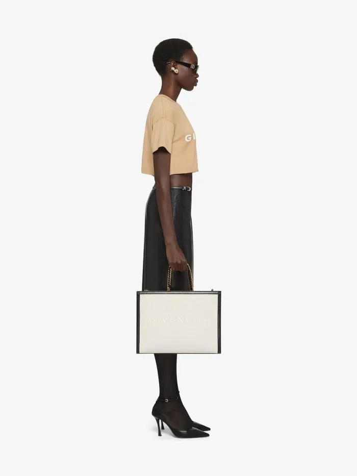 Women TShirts Givenchy GIVENCHY Archetype Cropped Tshirt In Cotton Beige Cappuccino