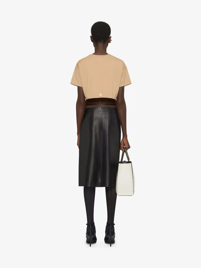 Women TShirts Givenchy GIVENCHY Archetype Cropped Tshirt In Cotton Beige Cappuccino