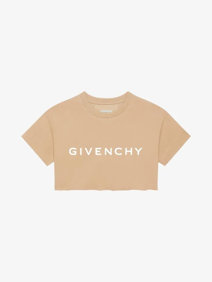Women TShirts Givenchy GIVENCHY Archetype Cropped Tshirt In Cotton Beige Cappuccino