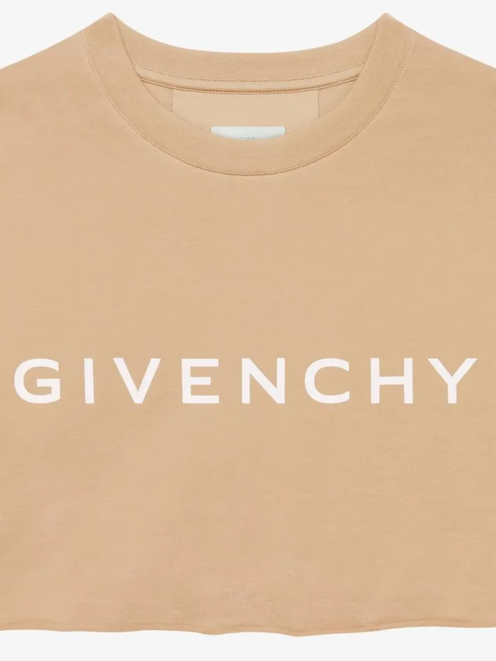 Women TShirts Givenchy GIVENCHY Archetype Cropped Tshirt In Cotton Beige Cappuccino