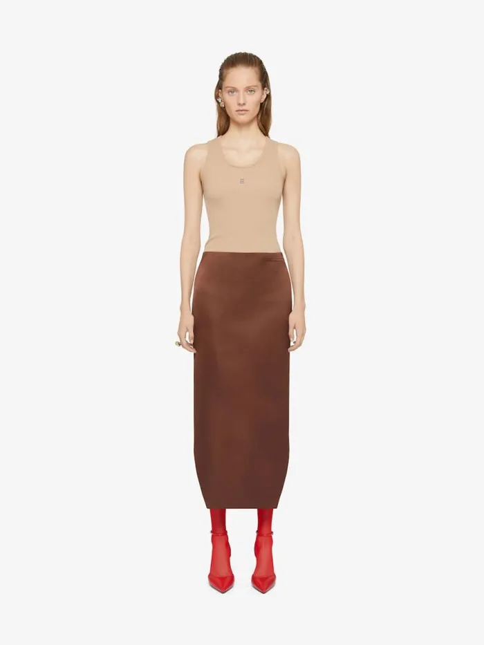 Women TShirts Givenchy Slim Fit Tank Top In Cotton With 4G Detail Beige Cappuccino