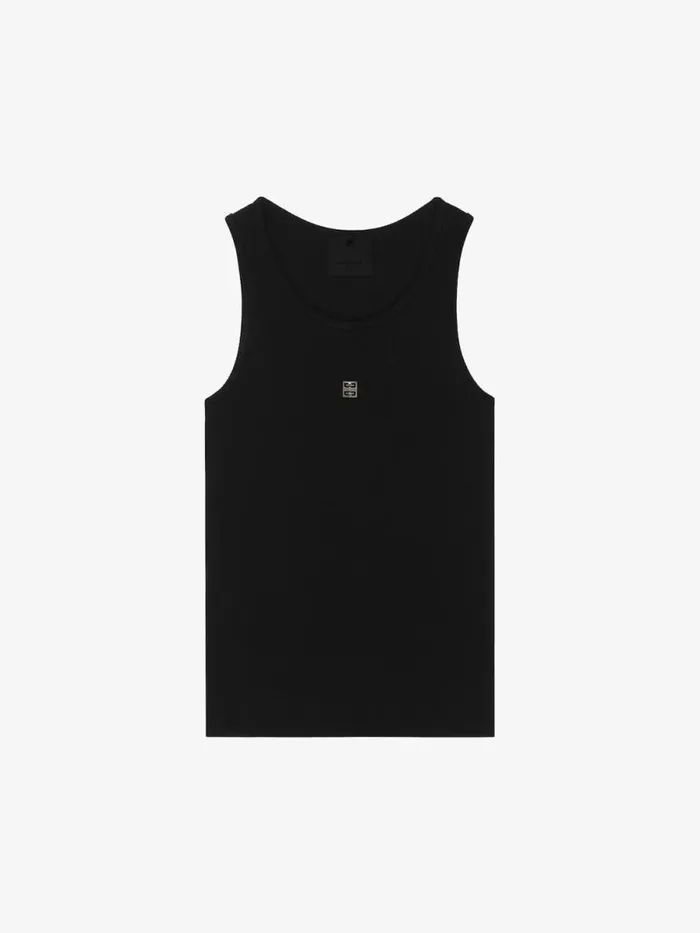 Women TShirts Givenchy Slim Fit Tank Top In Cotton With 4G Detail Black