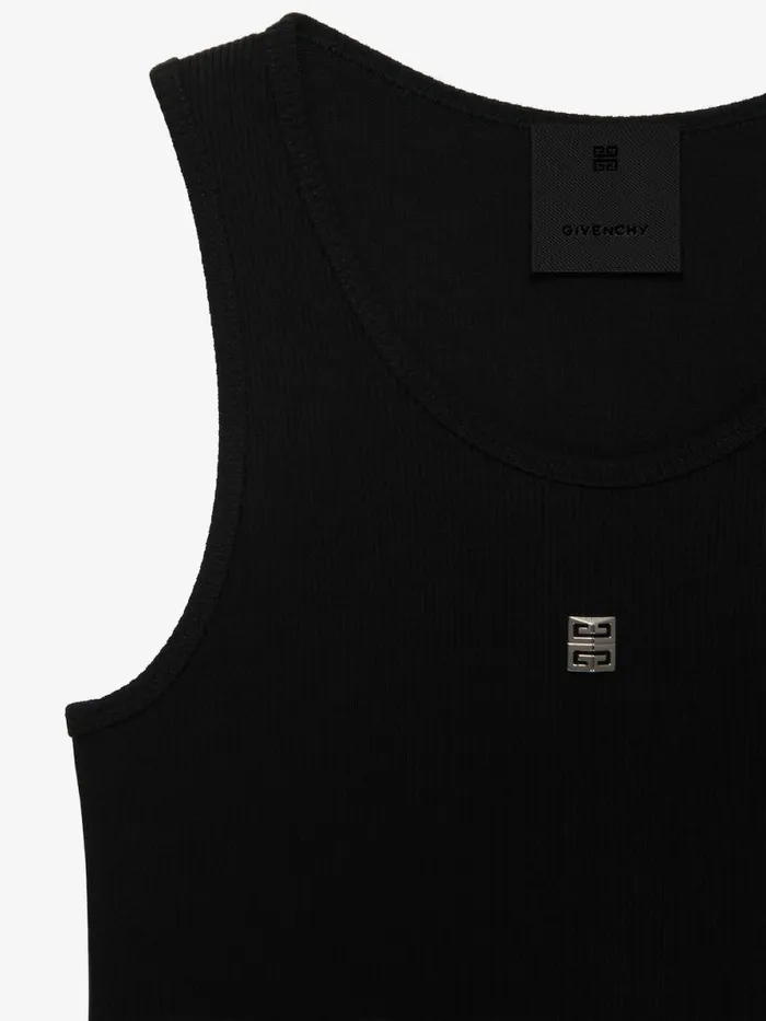 Women TShirts Givenchy Slim Fit Tank Top In Cotton With 4G Detail Black