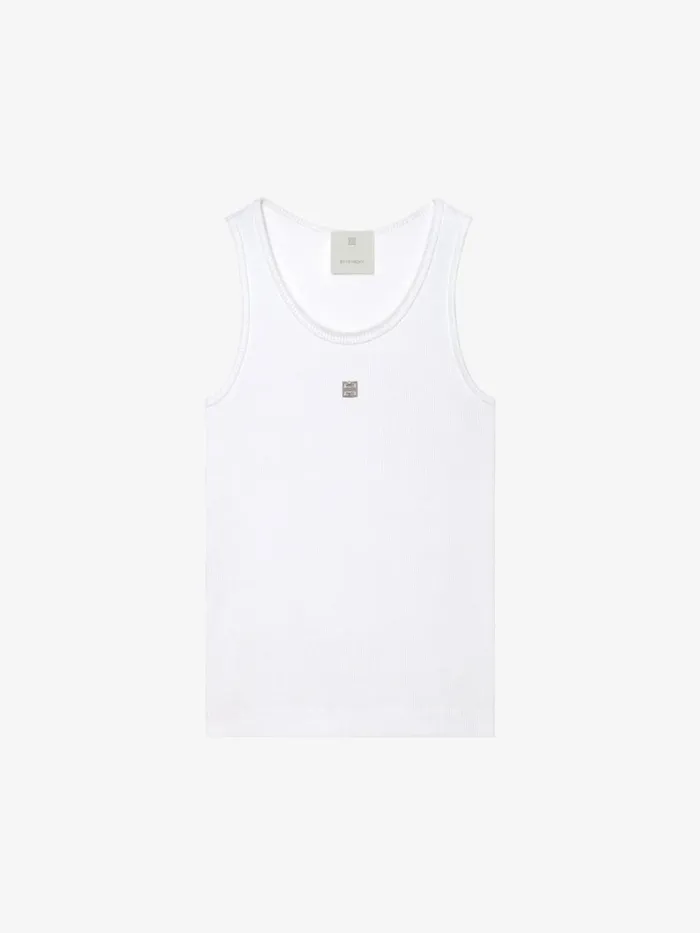 Women TShirts Givenchy Slim Fit Tank Top In Cotton With 4G Detail White