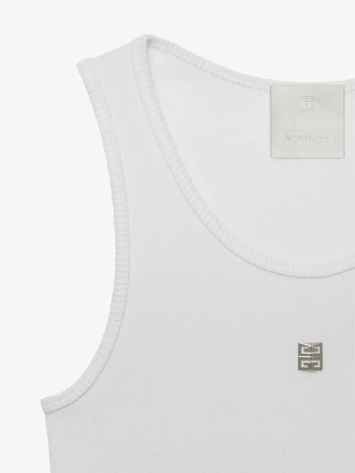 Women TShirts Givenchy Slim Fit Tank Top In Cotton With 4G Detail White
