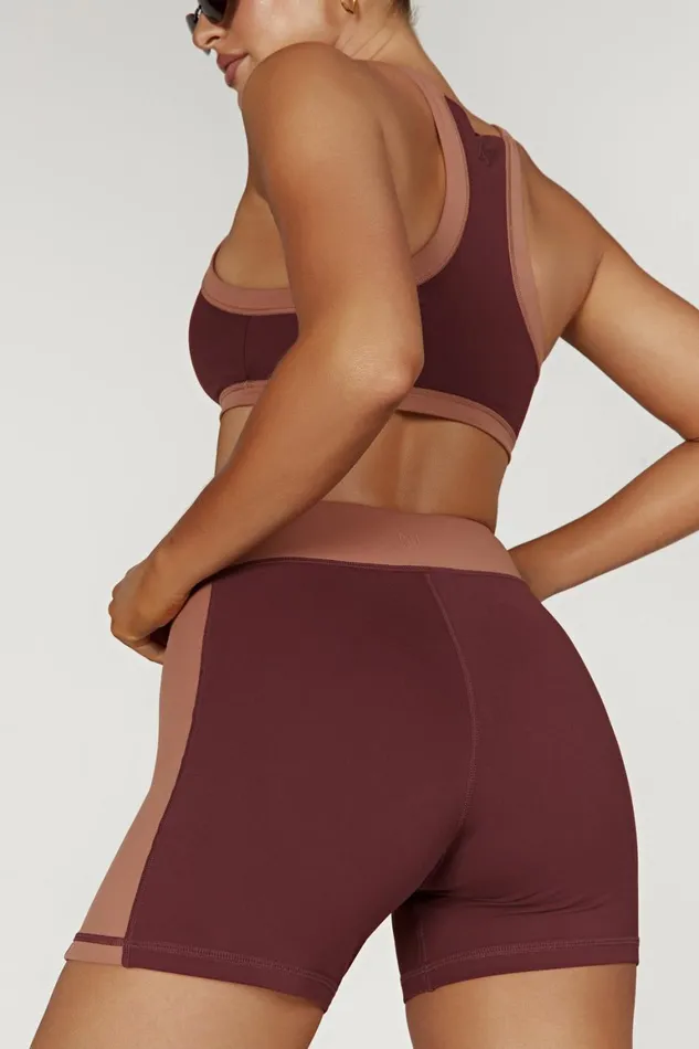 Women Taleah Two Tone Shorts 8211 MahoganyTan Mahoganytan Meshki Activewear Bottoms Women Taleah Two Tone Shorts 8211 MahoganyTan Mahoganytan Meshki Activewear Bottoms