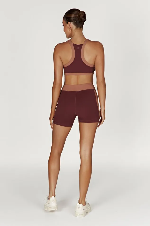 Women Taleah Two Tone Shorts 8211 MahoganyTan Mahoganytan Meshki Activewear Bottoms Women Taleah Two Tone Shorts 8211 MahoganyTan Mahoganytan Meshki Activewear Bottoms