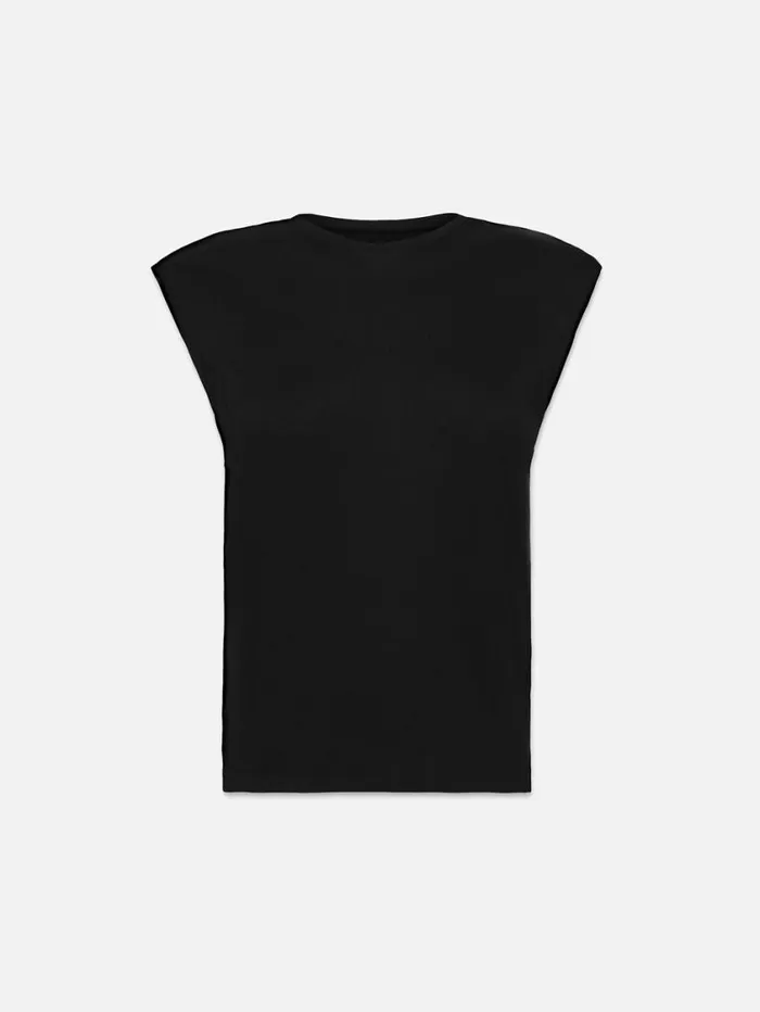 Women Tanks and Tees FRAME Le Mid Rise Muscle Tee 8212 Noir