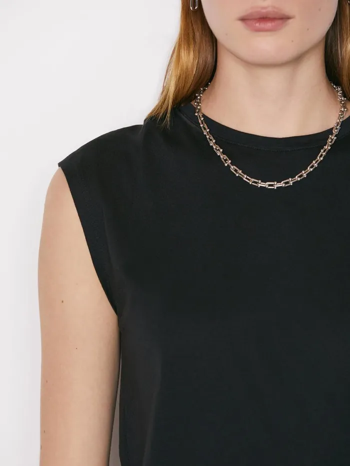 Women Tanks and Tees FRAME Le Mid Rise Muscle Tee 8212 Noir Women Tanks and Tees FRAME Le Mid Rise Muscle Tee 8212 Noir