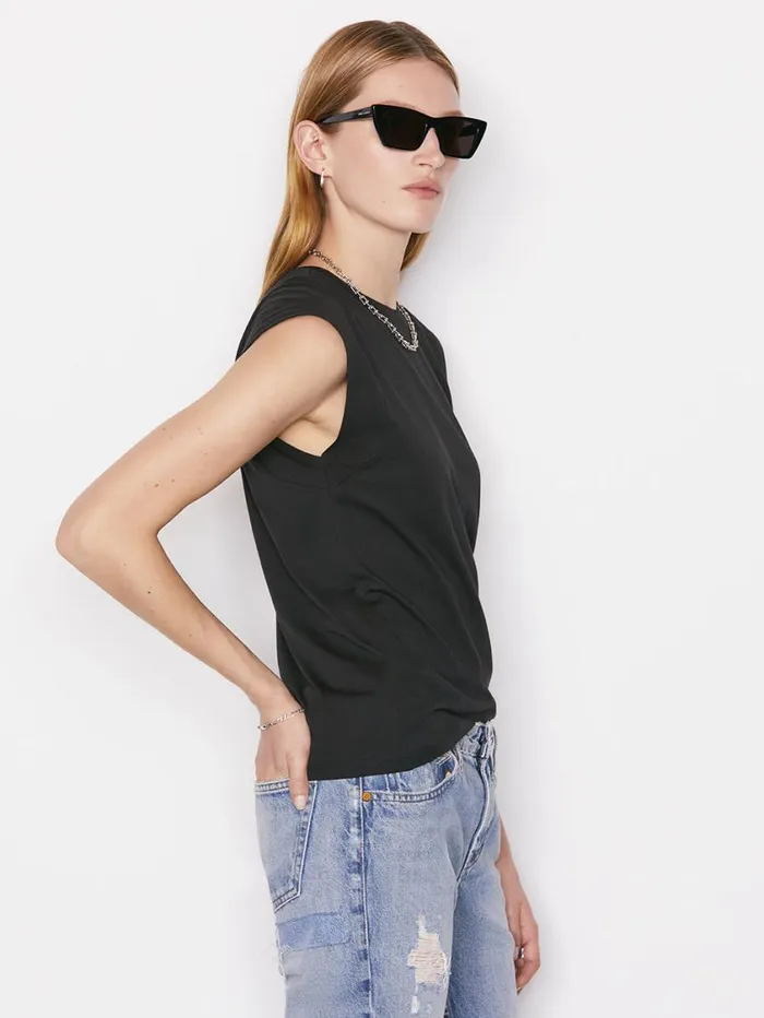 Women Tanks and Tees FRAME Le Mid Rise Muscle Tee 8212 Noir Women Tanks and Tees FRAME Le Mid Rise Muscle Tee 8212 Noir