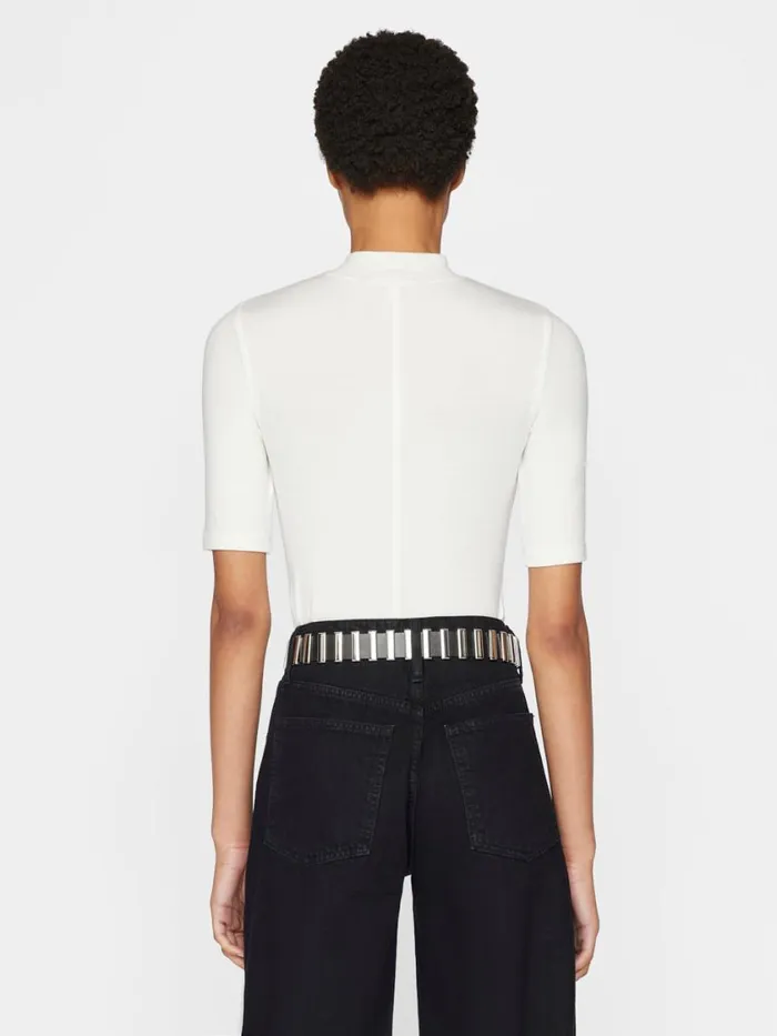 Women Tanks and Tees FRAME Refined Rib Mock Neck 8212 Off White Women Tanks and Tees FRAME Refined Rib Mock Neck 8212 Off White