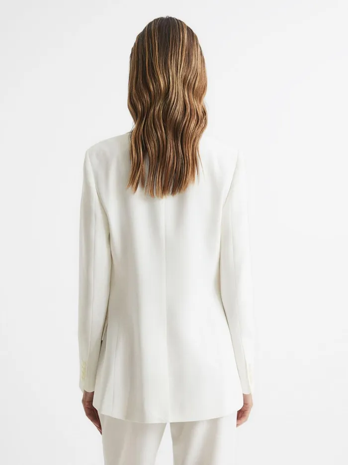 Women Tatum Crepe Double Breasted Blazer White Reiss Suits and Tailoring
