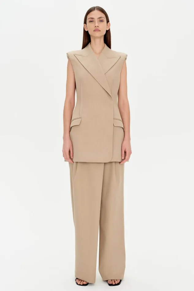 Women Tayler Trouser Camel Melange Jonathan Simkhai Pants and Bottoms