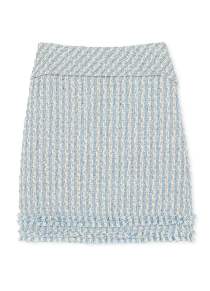 Women Textured Multi Tweed Skirt Powder Bluewhite Multi St John Skirts