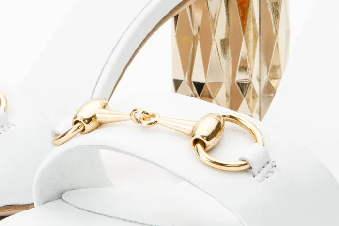 Women The Avlonya Block Heel White Leather Sandal Vinci Leather Sandals